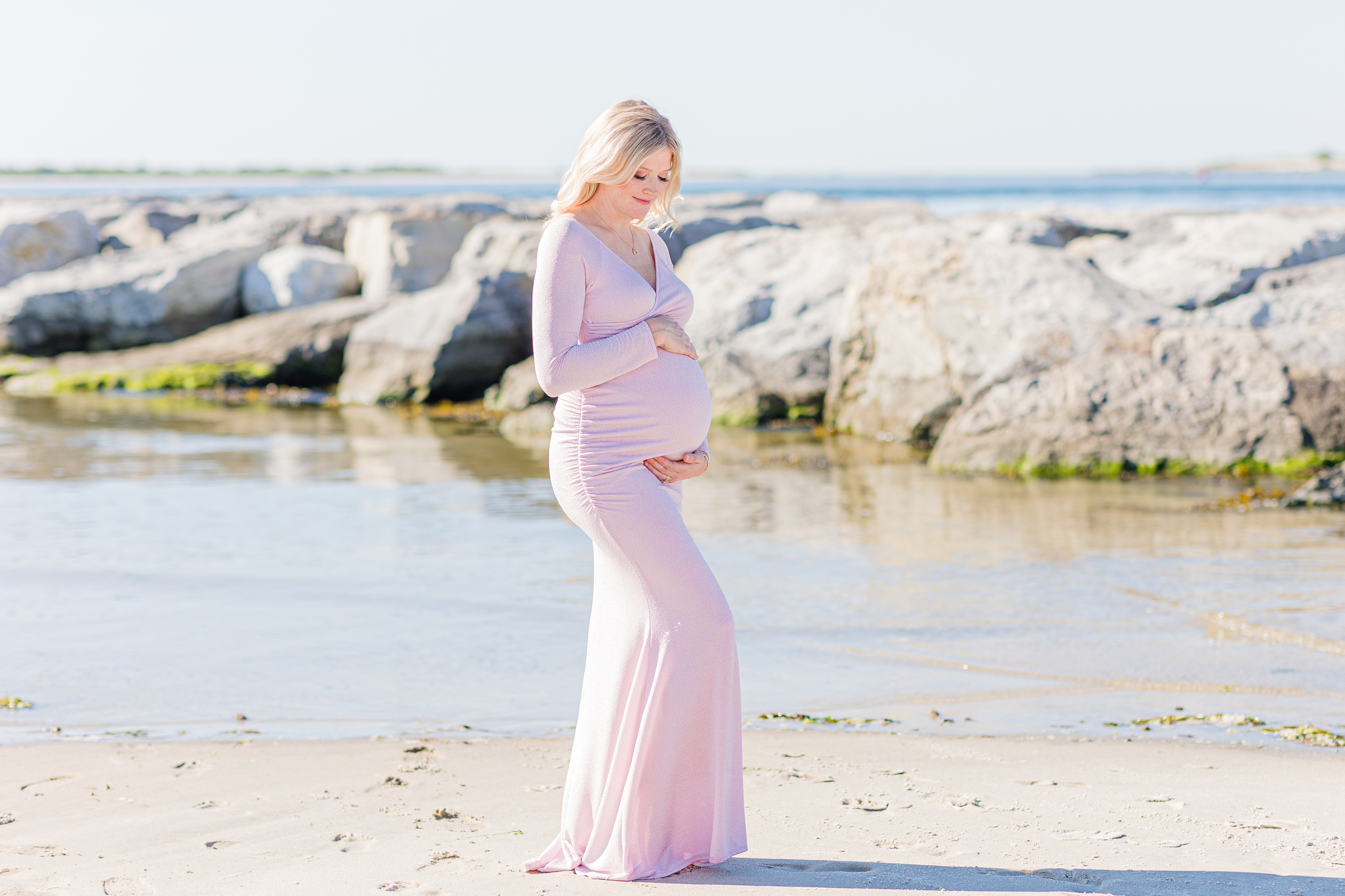 Pink blush dresses on sale maternity